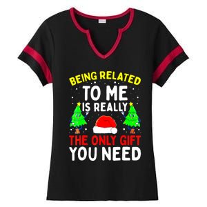 Funny Christmas Pajama Family Xmas S Being Related To Me Great Gift Ladies Halftime Notch Neck Tee