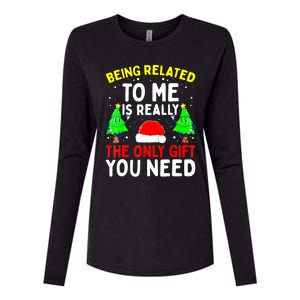 Funny Christmas Pajama Family Xmas S Being Related To Me Great Gift Womens Cotton Relaxed Long Sleeve T-Shirt