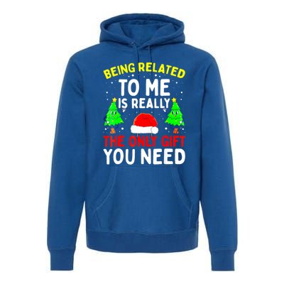 Funny Christmas Pajama Family Xmas S Being Related To Me Great Gift Premium Hoodie