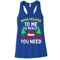 Funny Christmas Pajama Family Xmas S Being Related To Me Great Gift Women's Racerback Tank