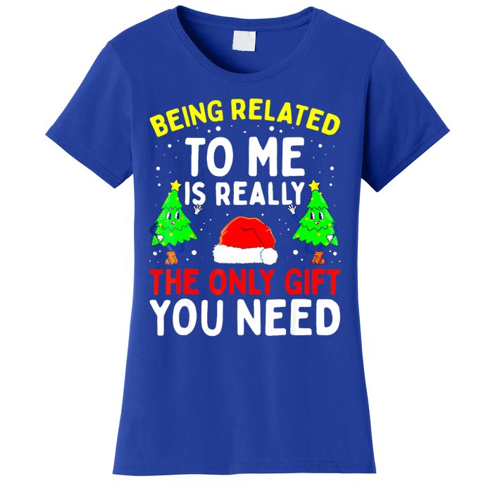 Funny Christmas Pajama Family Xmas S Being Related To Me Great Gift Women's T-Shirt