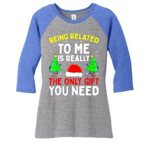 Funny Christmas Pajama Family Xmas S Being Related To Me Great Gift Women's Tri-Blend 3/4-Sleeve Raglan Shirt