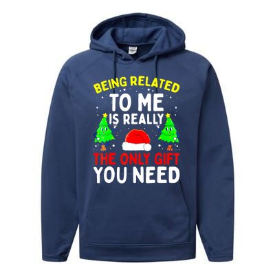 Funny Christmas Pajama Family Xmas S Being Related To Me Great Gift Performance Fleece Hoodie