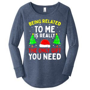 Funny Christmas Pajama Family Xmas S Being Related To Me Great Gift Women's Perfect Tri Tunic Long Sleeve Shirt