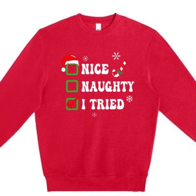 Festive Christmas Pajama Set with Funny LightUp Design Premium Crewneck Sweatshirt