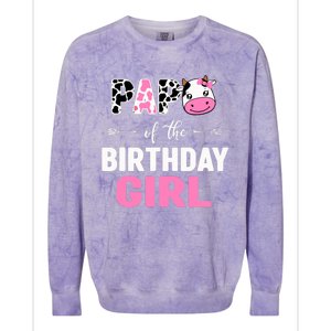 Farming Cow Papa Of The Birthday Girl Family Matching Colorblast Crewneck Sweatshirt