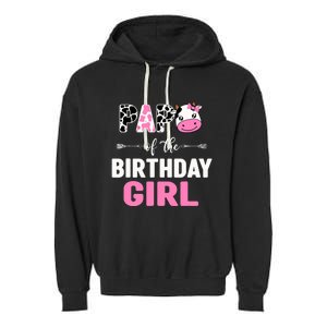 Farming Cow Papa Of The Birthday Girl Family Matching Garment-Dyed Fleece Hoodie