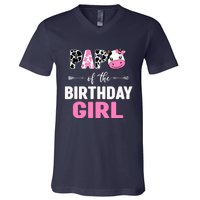 Farming Cow Papa Of The Birthday Girl Family Matching V-Neck T-Shirt