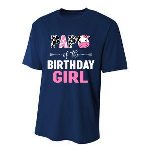 Farming Cow Papa Of The Birthday Girl Family Matching Performance Sprint T-Shirt