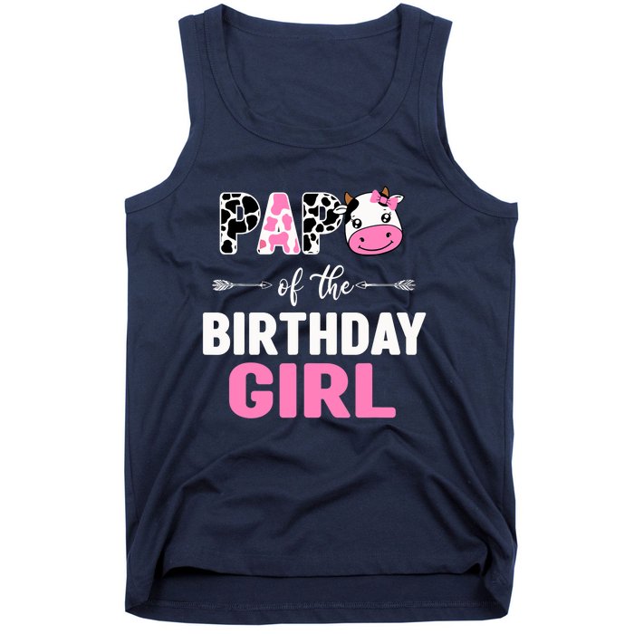 Farming Cow Papa Of The Birthday Girl Family Matching Tank Top