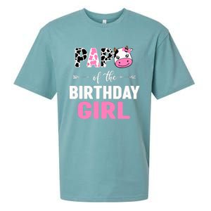 Farming Cow Papa Of The Birthday Girl Family Matching Sueded Cloud Jersey T-Shirt