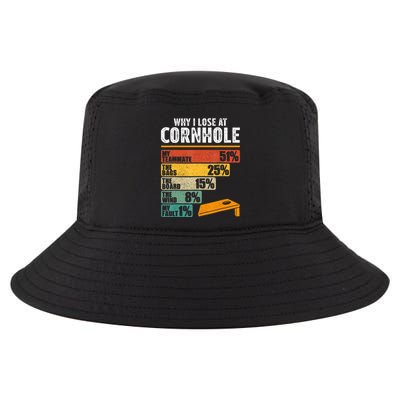 Funny Cornhole Player Why I Lose At Cornhole Cool Comfort Performance Bucket Hat