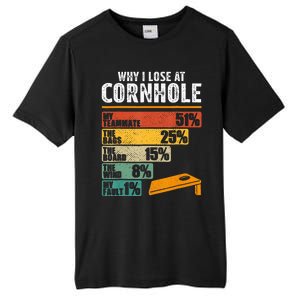 Funny Cornhole Player Why I Lose At Cornhole Tall Fusion ChromaSoft Performance T-Shirt