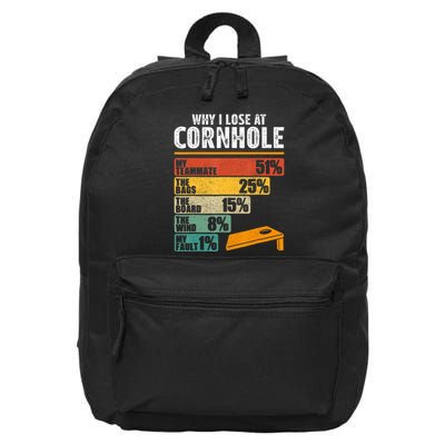 Funny Cornhole Player Why I Lose At Cornhole 16 in Basic Backpack