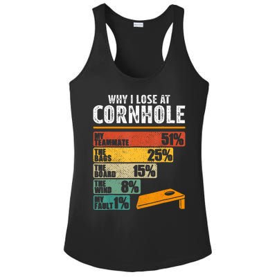 Funny Cornhole Player Why I Lose At Cornhole Ladies PosiCharge Competitor Racerback Tank