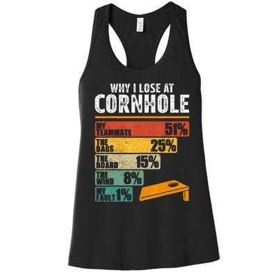 Funny Cornhole Player Why I Lose At Cornhole Women's Racerback Tank