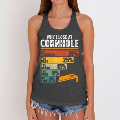 Funny Cornhole Player Why I Lose At Cornhole Women's Knotted Racerback Tank