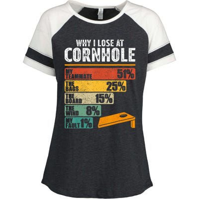 Funny Cornhole Player Why I Lose At Cornhole Enza Ladies Jersey Colorblock Tee