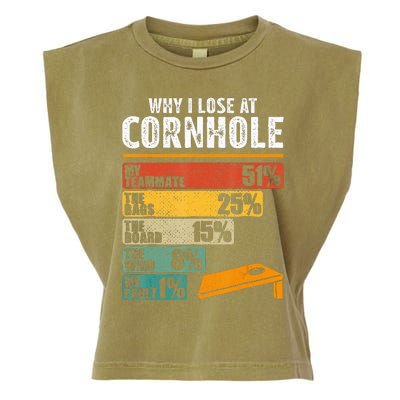 Funny Cornhole Player Why I Lose At Cornhole Garment-Dyed Women's Muscle Tee