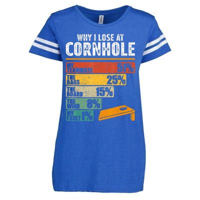 Funny Cornhole Player Why I Lose At Cornhole Enza Ladies Jersey Football T-Shirt