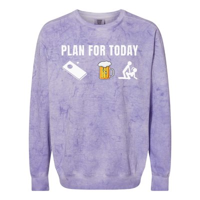 Funny Cornhole Plan for Today Beer cornhole Colorblast Crewneck Sweatshirt