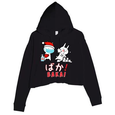 Funny Christmas Pajama, Anime Baka Idiot, Mask Toilet Paper Crop Fleece Hoodie