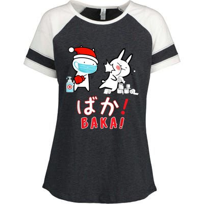 Funny Christmas Pajama, Anime Baka Idiot, Mask Toilet Paper Enza Ladies Jersey Colorblock Tee