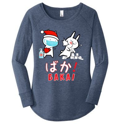 Funny Christmas Pajama, Anime Baka Idiot, Mask Toilet Paper Women's Perfect Tri Tunic Long Sleeve Shirt