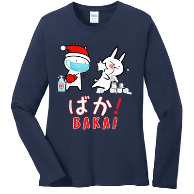 Funny Christmas Pajama, Anime Baka Idiot, Mask Toilet Paper Ladies Long Sleeve Shirt