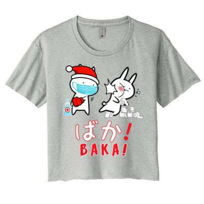 Funny Christmas Pajama, Anime Baka Idiot, Mask Toilet Paper Women's Crop Top Tee