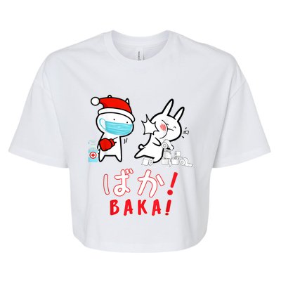 Funny Christmas Pajama, Anime Baka Idiot, Mask Toilet Paper Bella+Canvas Jersey Crop Tee