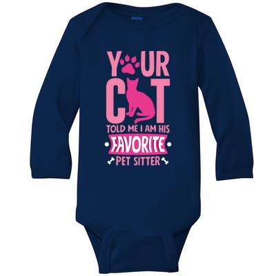 Funyn Cat Pet Sitting Watcher Pet Sitter Gift Baby Long Sleeve Bodysuit