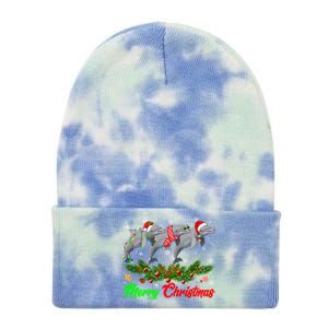 Funny Christmas Pajama Dolphin Hat Santa Xmas Lights Cute Gift Tie Dye 12in Knit Beanie