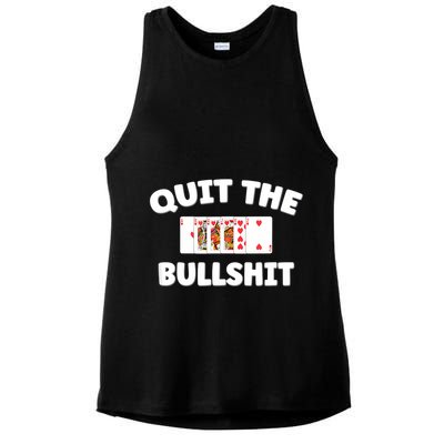 Funny Card Player Pitch Quit The Bullshit Ladies PosiCharge Tri-Blend Wicking Tank