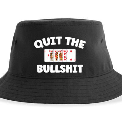 Funny Card Player Pitch Quit The Bullshit Sustainable Bucket Hat