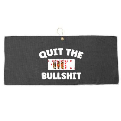 Funny Card Player Pitch Quit The Bullshit Large Microfiber Waffle Golf Towel