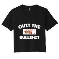 Funny Card Player Pitch Quit The Bullshit Women's Crop Top Tee