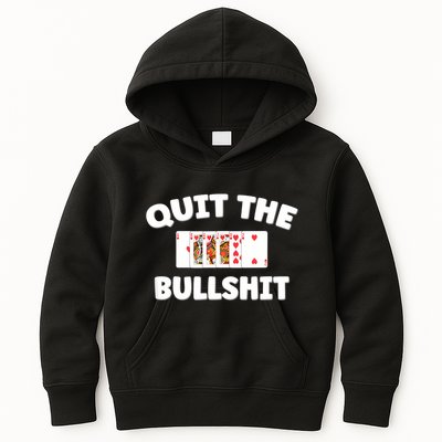Funny Card Player Pitch Quit The Bullshit Kids Hoodie