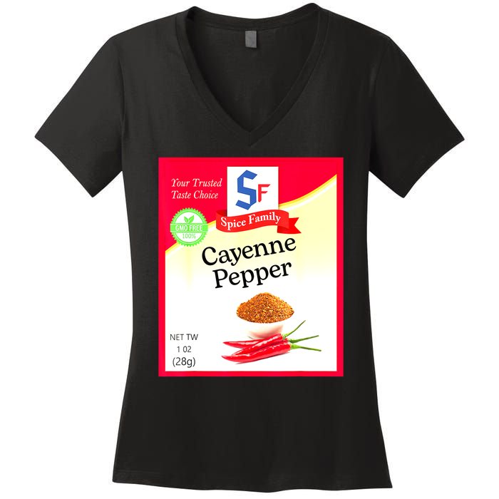 Funny Cayenne Pepper Condiment Holiday Spice Group Costumes Gift Women's V-Neck T-Shirt