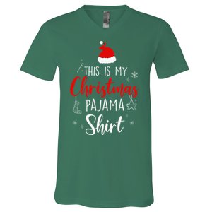 Funny Christmas Pj Pajama Women Pjs For Family V-Neck T-Shirt