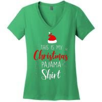 Funny Christmas Pj Pajama Women Pjs For Family Women's V-Neck T-Shirt