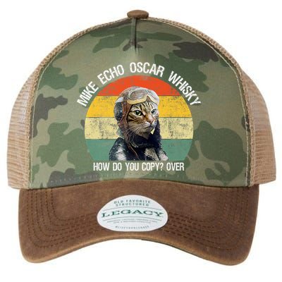 Funny Cat Pilot Mike Echo Oscar Whisky How Do You Copy Meow Legacy Tie Dye Trucker Hat