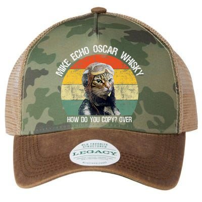 Funny Cat Pilot Mike Echo Oscar Whisky How Do You Copy Meow Legacy Tie Dye Trucker Hat