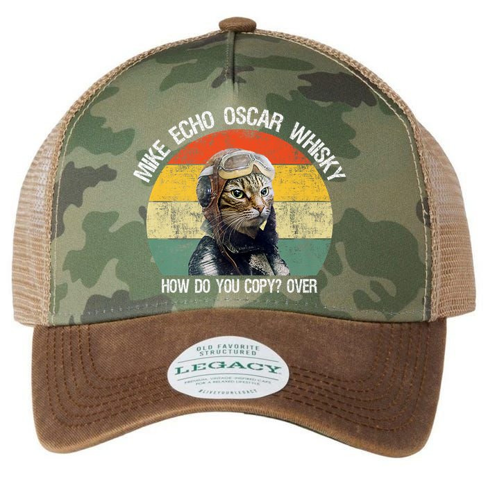 Funny Cat Pilot Mike Echo Oscar Whisky How Do You Copy Meow Legacy Tie Dye Trucker Hat
