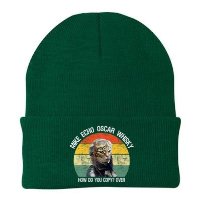 Funny Cat Pilot Mike Echo Oscar Whisky How Do You Copy Meow Knit Cap Winter Beanie