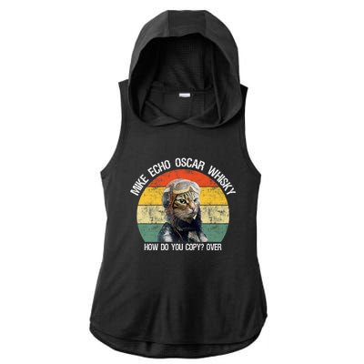 Funny Cat Pilot Mike Echo Oscar Whisky How Do You Copy Meow Ladies PosiCharge Tri-Blend Wicking Draft Hoodie Tank