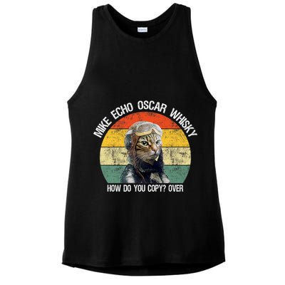 Funny Cat Pilot Mike Echo Oscar Whisky How Do You Copy Meow Ladies PosiCharge Tri-Blend Wicking Tank
