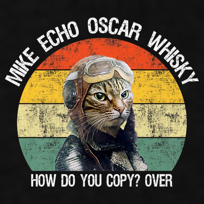 Funny Cat Pilot Mike Echo Oscar Whisky How Do You Copy Meow Ladies PosiCharge Tri-Blend Wicking Tank