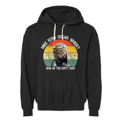 Funny Cat Pilot Mike Echo Oscar Whisky How Do You Copy Meow Garment-Dyed Fleece Hoodie