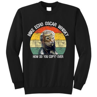 Funny Cat Pilot Mike Echo Oscar Whisky How Do You Copy Meow Sweatshirt